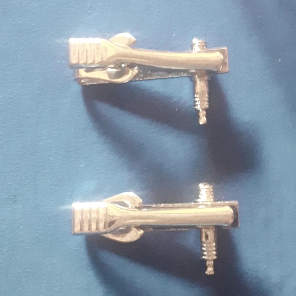 Elegant Silver Tone Spark Plug Cuff Links